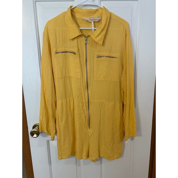 Jen's Pirate Booty Palmetto Romper 6 pocket yellow tropical - Picture 1 of 7